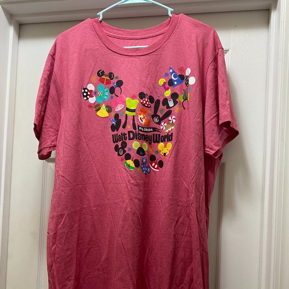 Walt Disney World Park Ear Hat Headband Collage Mickey Mouse Adult T-shirt XXL